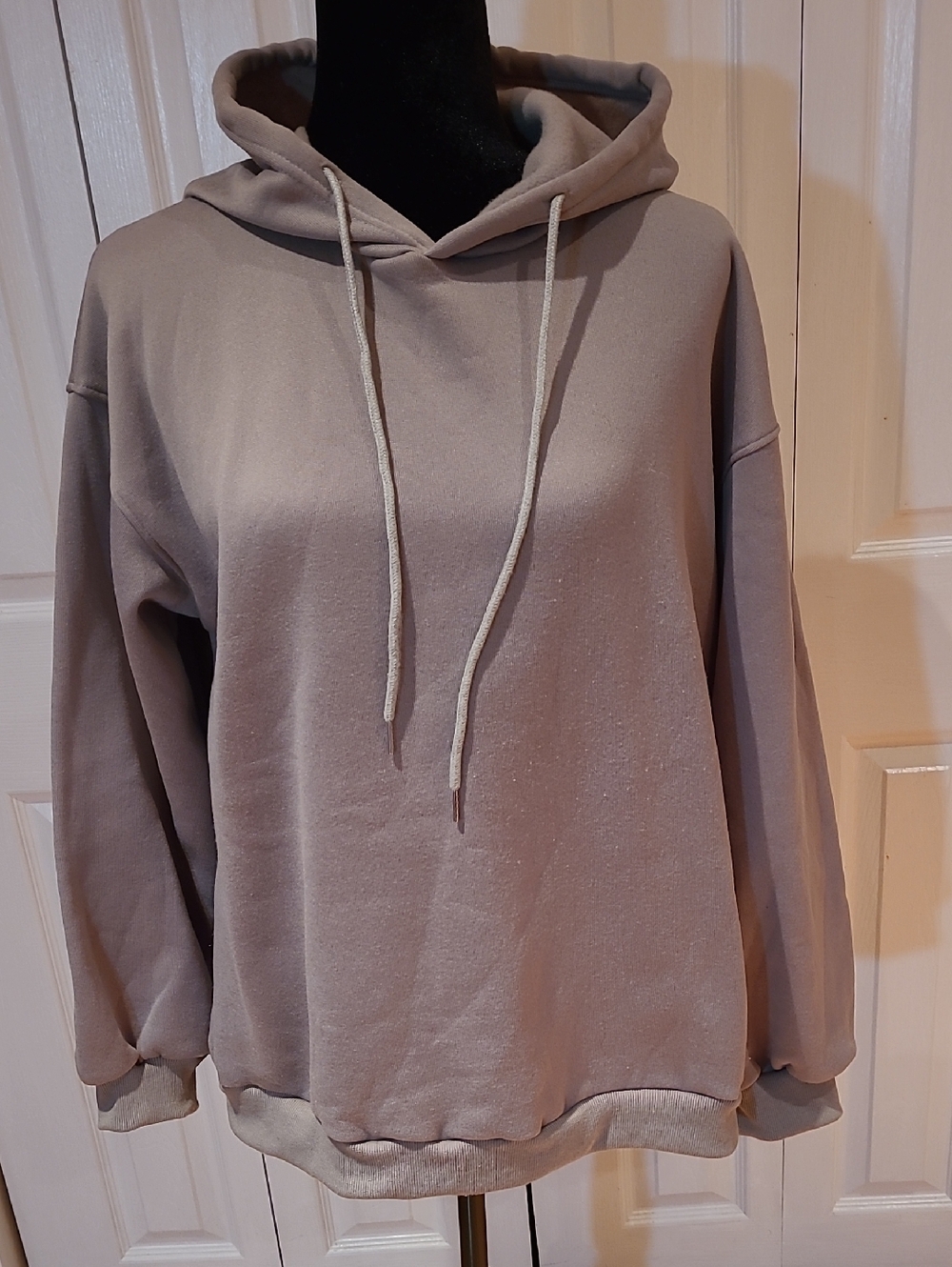 SHEIN Taupe Gray Relaxed Hooded Sweatshirt